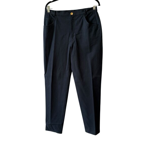 DONCASTER SIGNATURE PANTS NWT COTTON BLD 5 POCKET RELAXED CASUAL OFFICE NAVY 12 - Picture 2 of 11